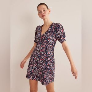 Boden Women's V-Neck Puff Sleeve Jersey Mini Dress Size 2